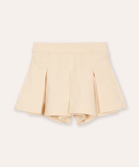 short saia de moletinho infantil plissado bege 6