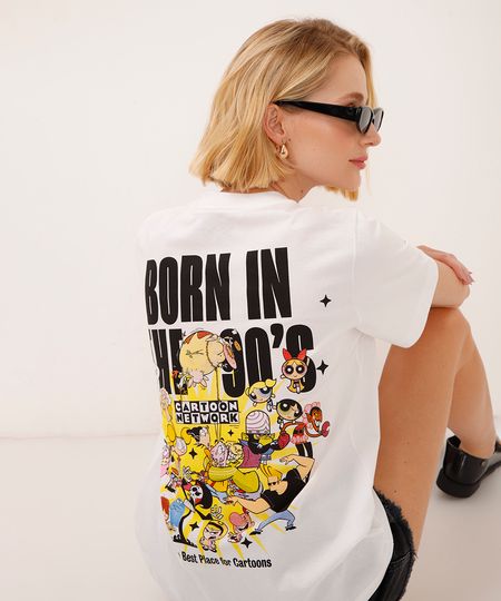 camiseta de algodão manga curta born in the 90s off white PP camiseta de algodão manga curta born in the 90s off white PP