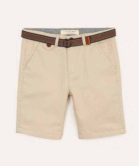 bermuda infantil de sarja com cinto  kaki 4