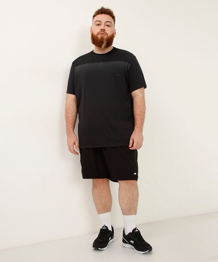 short plus size com elástico e tela esportivo ace preto GG1