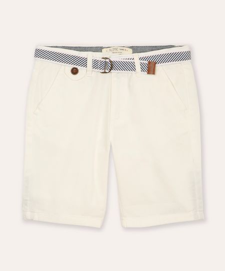 bermuda infantil de sarja com cinto kaki - branco 4 bermuda infantil de sarja com cinto kaki - branco 4