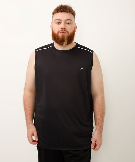 regata plus size com refletivo esportivo ace preto GG3 regata plus size com refletivo esportivo ace preto GG3