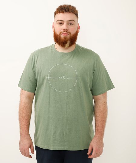 camiseta de algodão gold coast plus size verde GG1