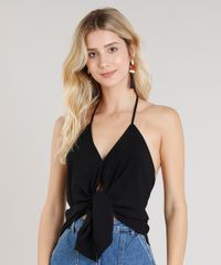 Blusa-Feminina-Frente-Unica-com-Amarracao-Decote-V-Preta-9196802-Preto_1