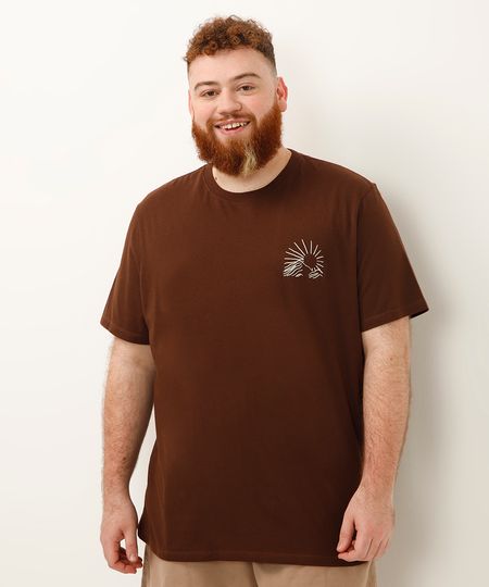 camiseta de algodão plus size over the sun marrom GG2 camiseta de algodão plus size over the sun marrom GG2