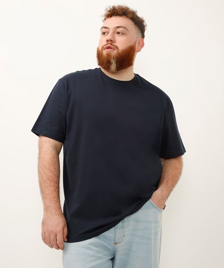 camiseta básica de algodão manga curta plus size azul GG2 camiseta básica de algodão manga curta plus size azul GG2