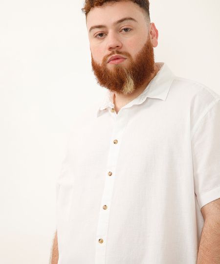 camisa linho plus size branca GG2 camisa linho plus size branca GG2