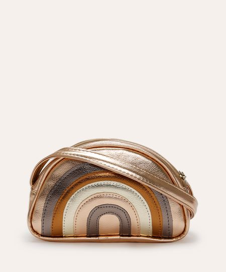 bolsa infantil metalizada arco-íris dourada UNICO