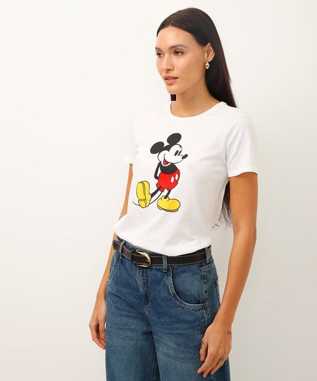camiseta de algodão manga curta mickey off white PP camiseta de algodão manga curta mickey off white PP