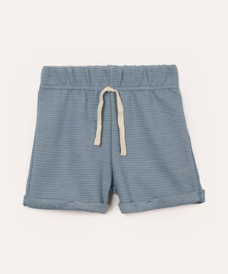 short infantil texturizado cós elástico azul 9-12