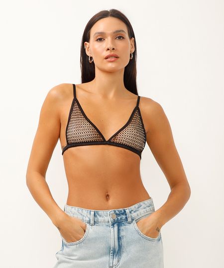 top de tela com strass preto M top de tela com strass preto M