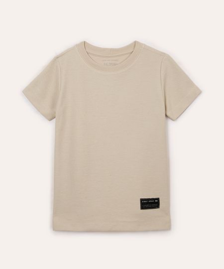 camiseta de moletom infantil manga curta bege 6