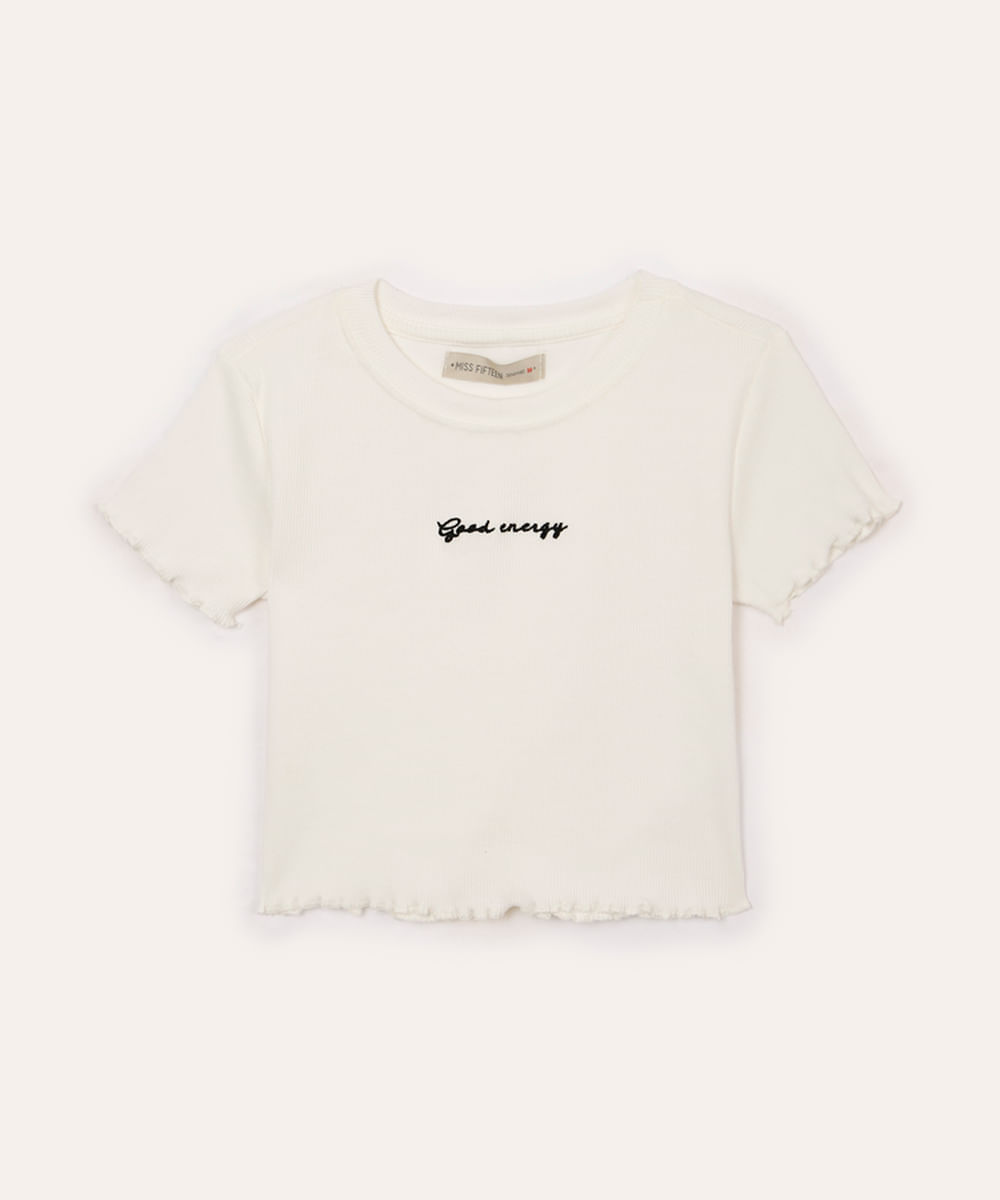 cropped juvenil manga curta good energy off white