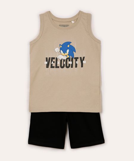 conjunto infantil de algodão sonic bege 10