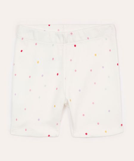 bermuda ciclista de algodão infantil poá off white 3 bermuda ciclista de algodão infantil poá off white 3