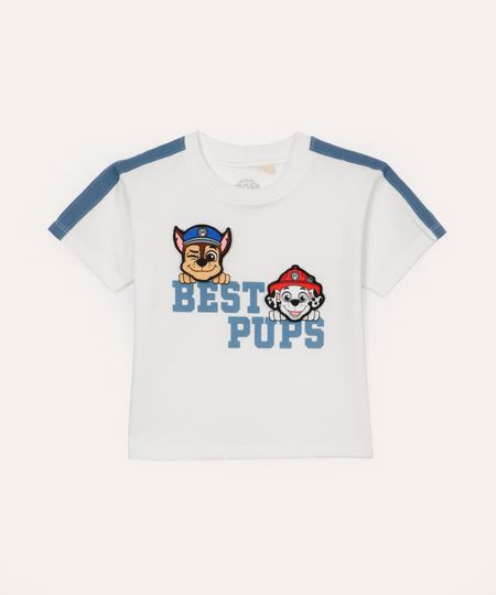 camiseta infantil de algodão patrulha canina off white 4
