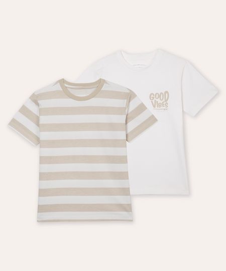 kit 2 camisetas infantis good vibes bege 4 kit 2 camisetas infantis good vibes bege 4