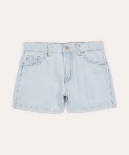 short mom jeans infantil com bolsos azul 6