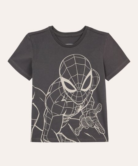 camiseta infantil de algodão homem aranha cinza 1 camiseta infantil de algodão homem aranha cinza 1