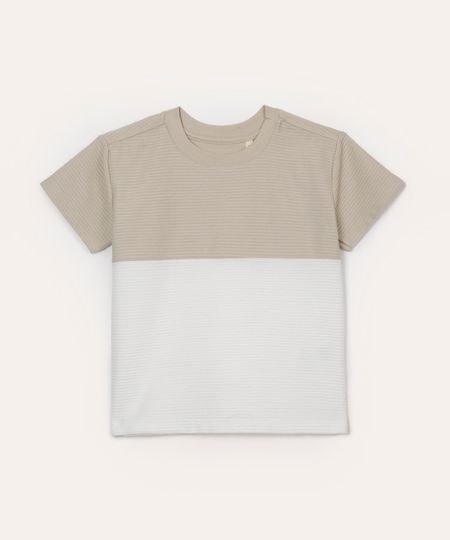 camiseta infantil texturizada bicolor bege 1 camiseta infantil texturizada bicolor bege 1