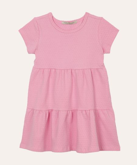 vestido de algodão infantil manga curta poá rosa 2 vestido de algodão infantil manga curta poá rosa 2