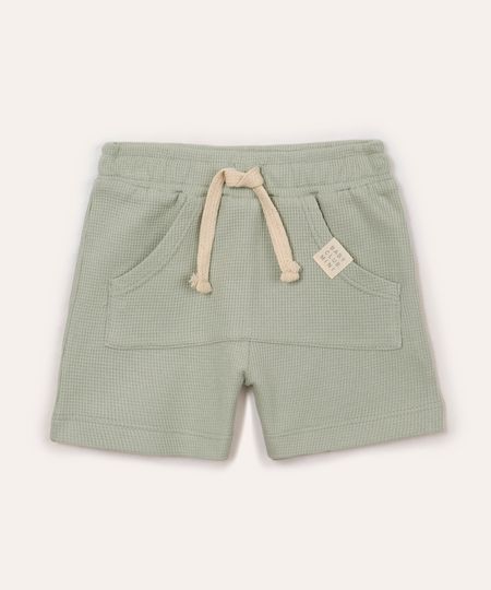 short de algodão infantil texturizado verde 12-18