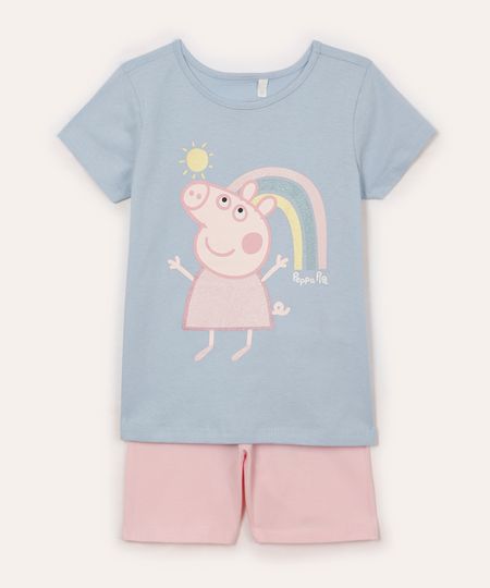 conjunto infantil de algodão peppa pig azul 1 conjunto infantil de algodão peppa pig azul 1