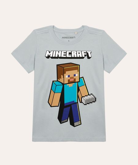 camiseta de algodão infantil minecraft azul 4 camiseta de algodão infantil minecraft azul 4