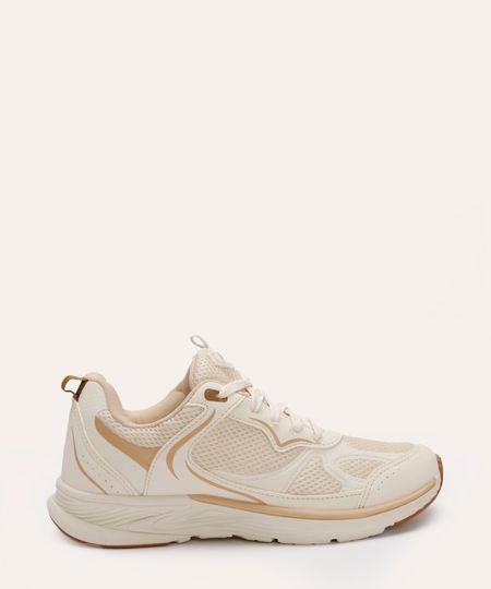 tênis esportivo com recortes ace off white 34