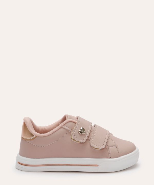 tênis casual infantil com velcro rosa 24
