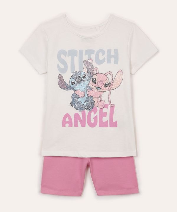 conjunto infantil de algodão stitch e angel off white 4