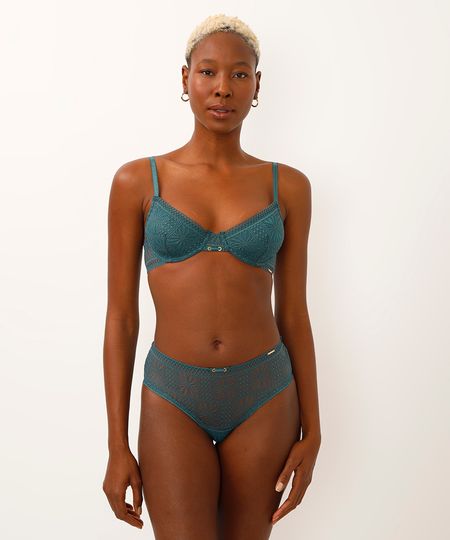 calcinha caleçon de renda geométrica verde P calcinha caleçon de renda geométrica verde P