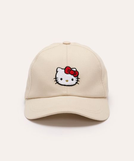 boné infantil de sarja hello kitty bege UNICO