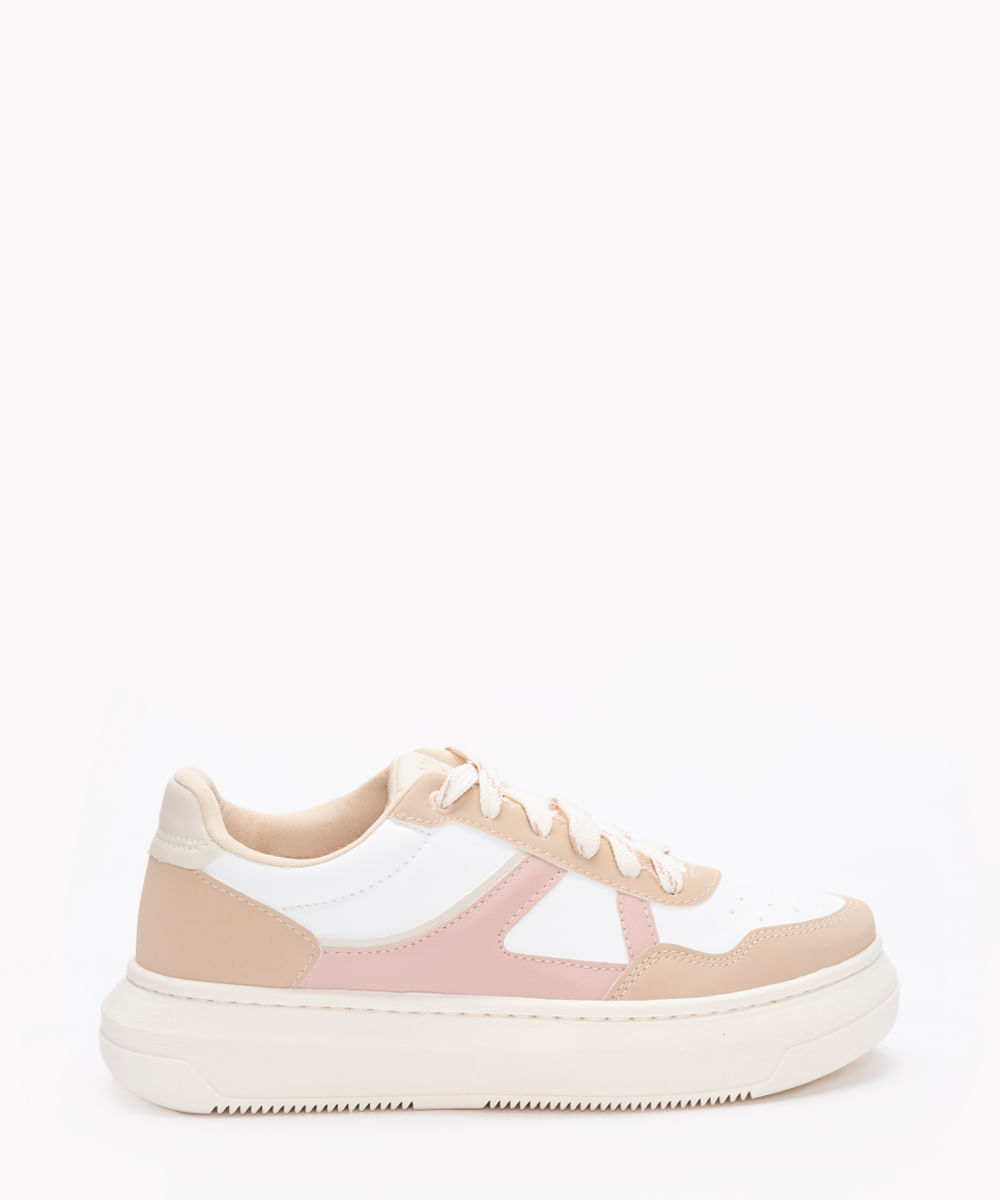 tênis flatform casual ace bege