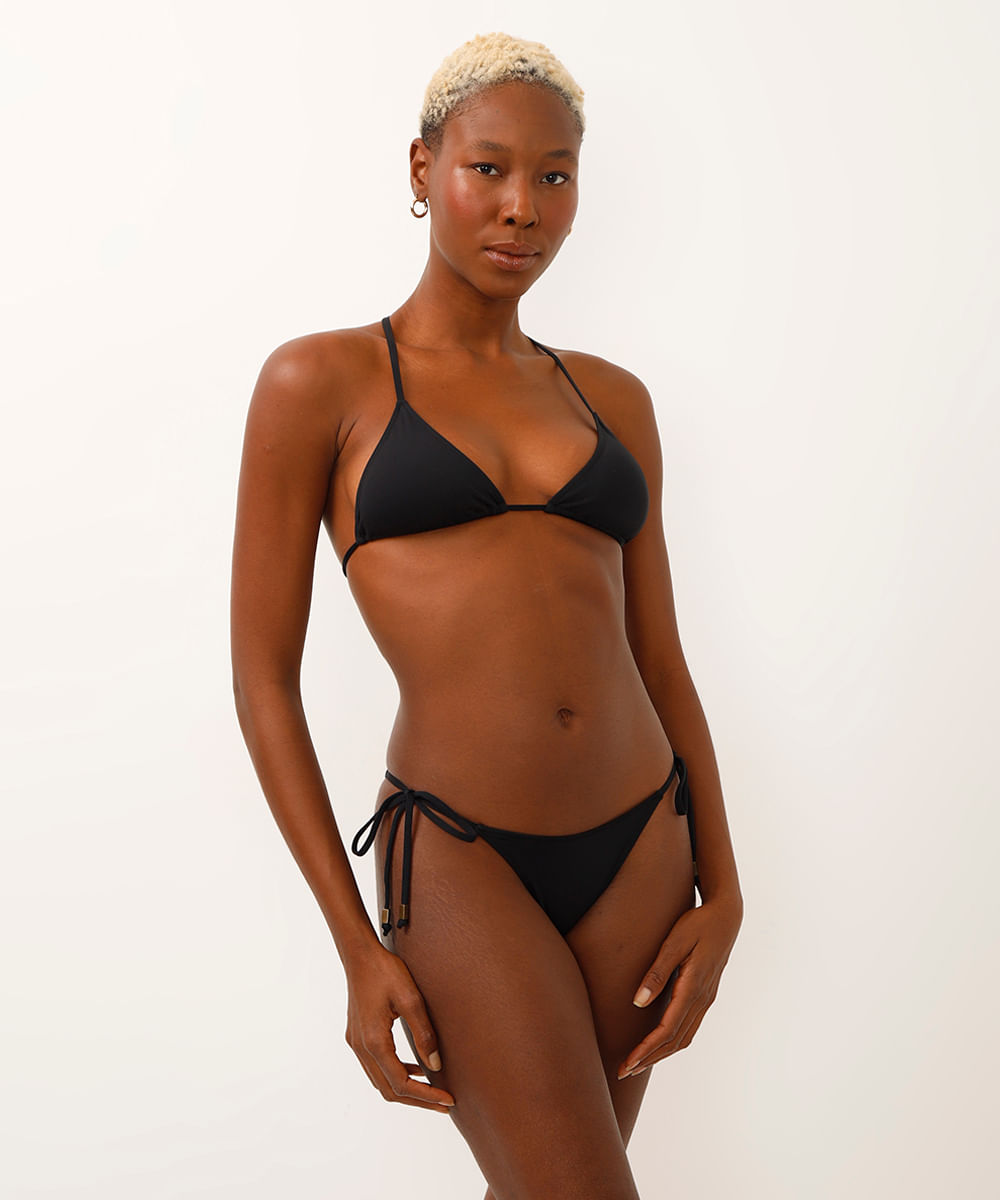 biquÃni calcinha tanga com laço proteção uv preto