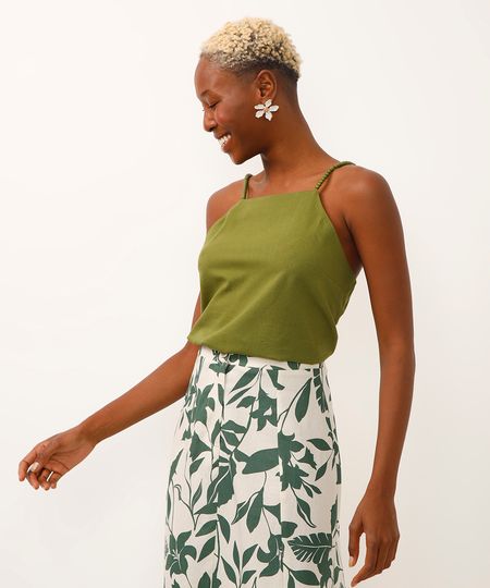 regata halterneck alça fina verde PP