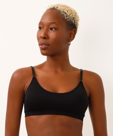 Sutiã Top Sem Costura com Bojo Preto G Sutiã Top Sem Costura com Bojo Preto G