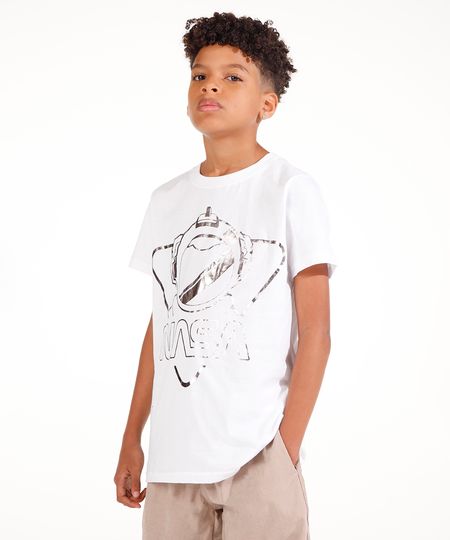 camiseta juvenil de algodão nasa astronauta off white 12