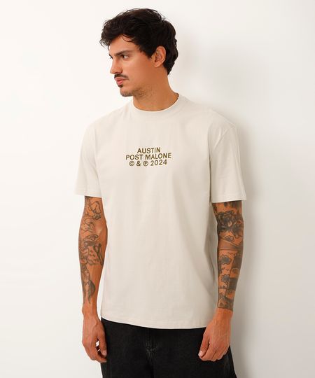 camiseta relaxed de algodão austin post malone bege PP camiseta relaxed de algodão austin post malone bege PP