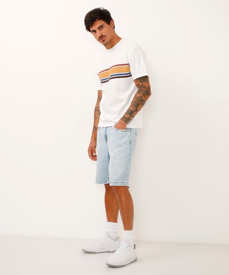 bermuda jeans reta azul 38