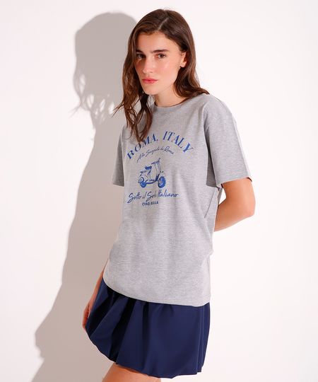 camiseta de algodão roma italy mindset cinza P