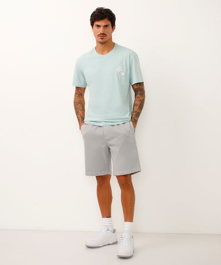 bermuda de sarja cós com elástico cinza M bermuda de sarja cós com elástico cinza M