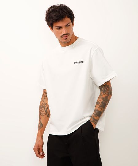 camiseta de algodão quiet mind off white PP