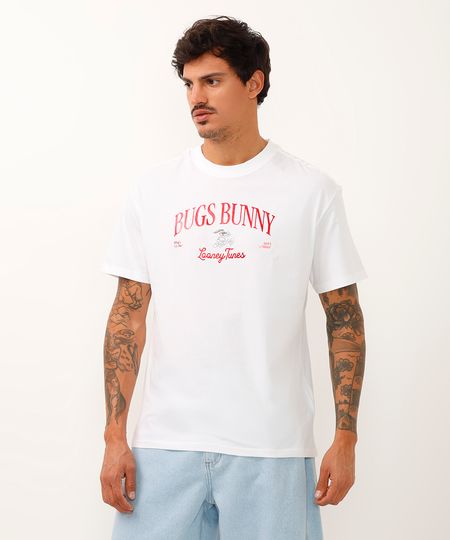 camiseta relaxed de algodão looney tunes off white PP