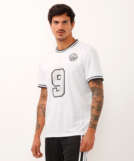 camiseta com recorte brooklyn manga curta esportiva ace branco P camiseta com recorte brooklyn manga curta esportiva ace branco P