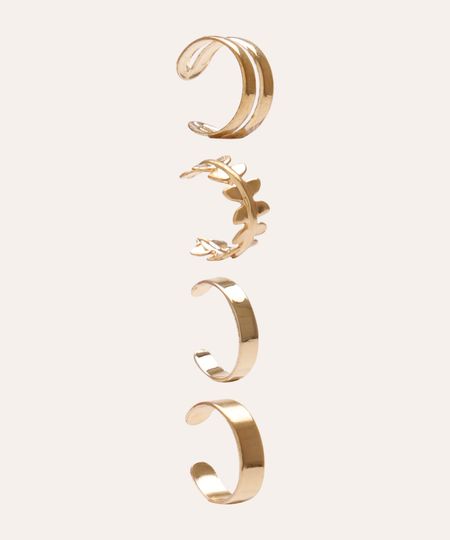 kit de 4 earcuffs dourado Único
