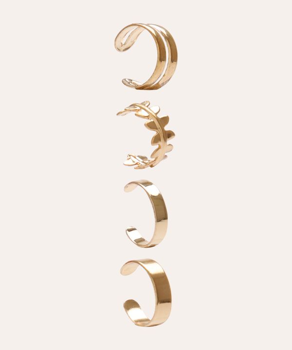 kit de 4 earcuffs dourado Único