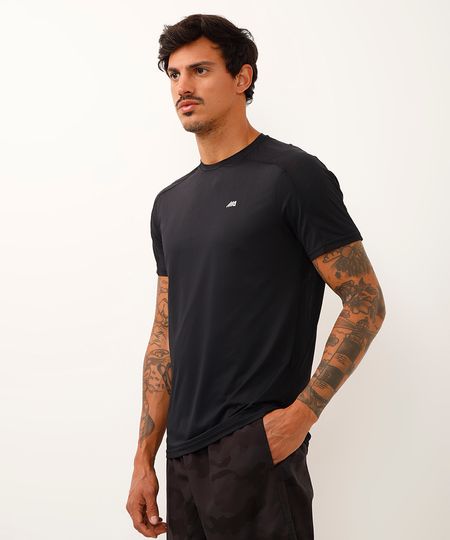 camiseta de poliamida com recortes manga curta esportiva ace preto P