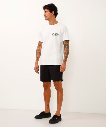 bermuda relaxed de moletom com bolso preta GG