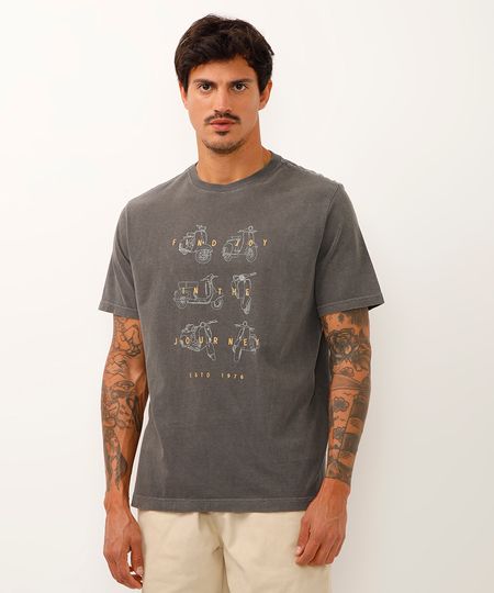 camiseta comfort de algodão find joy in the journey cinza G camiseta comfort de algodão find joy in the journey cinza G